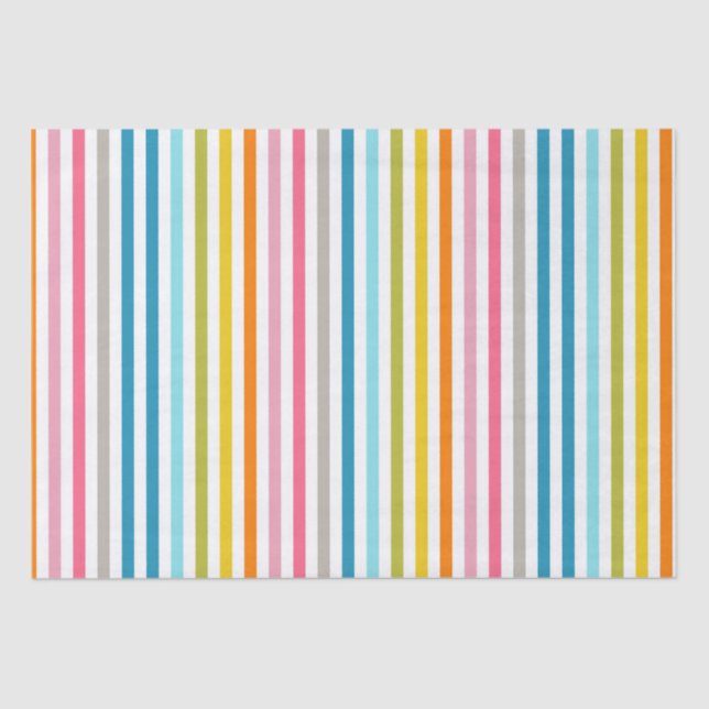 Colourful Summer Rainbow Stripes Tissue Paper (Front)