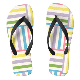 Colourful summer striped blocks pattern flip flops