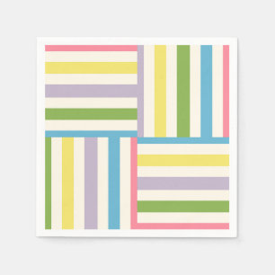 Colourful summer striped blocks pattern napkin