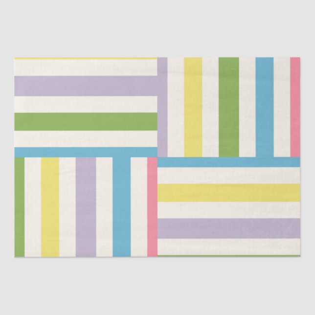 Colourful summer striped blocks pattern tissue paper (Front)