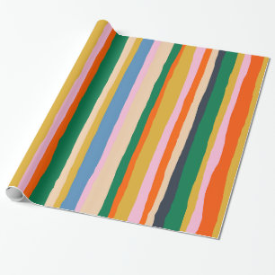 Colourful Summer Stripes Painted Pattern Wrapping Paper