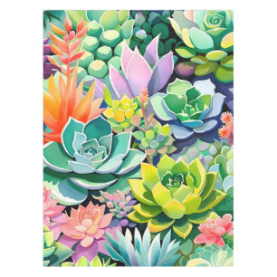 Colourful Summer Succulent Botanical Garden Tablecloth