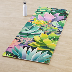 Colourful Summer Succulent Botanical Garden Yoga Mat