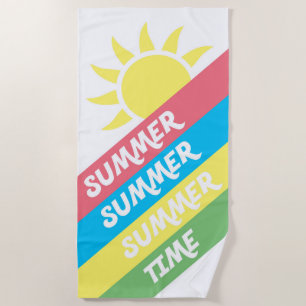 Colourful Summer Time Sunshine and Stripes Beach Towel