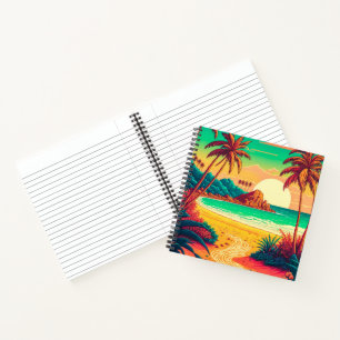 Colourful Summer Tropical Beach Landscape Artwork Notebook