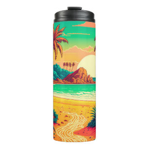 Colourful Summer Tropical Beach Landscape Artwork  Thermal Tumbler