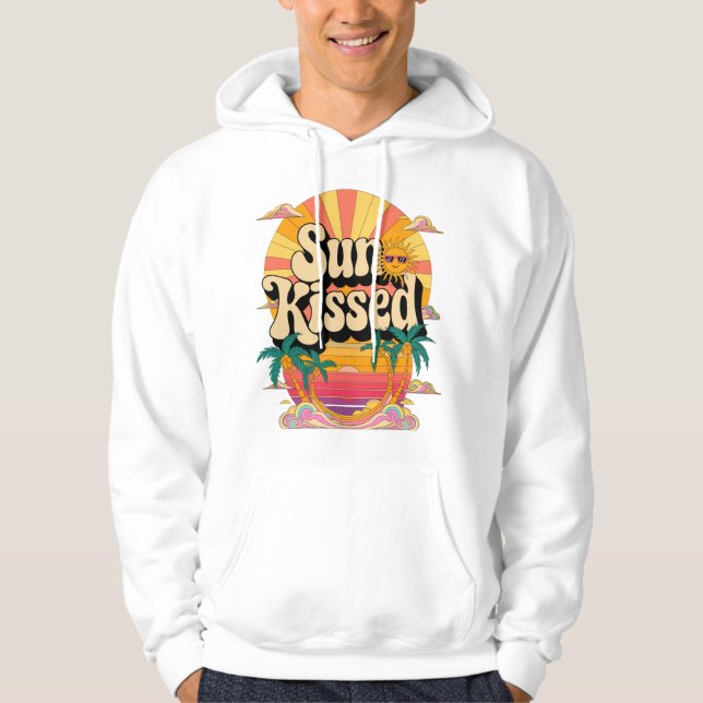 Colourful Summer Vibes Palm Tree Artwork T-shirt  Hoodie (Front)