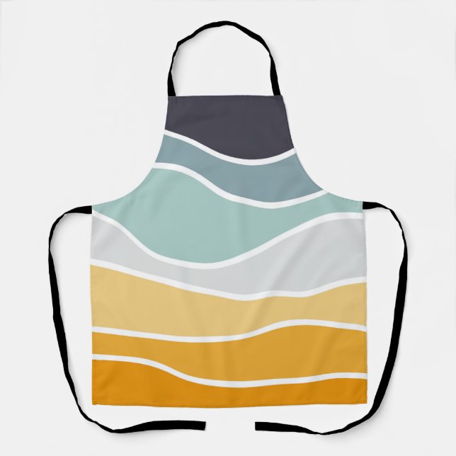 Colourful summery retro style waves apron (Front)