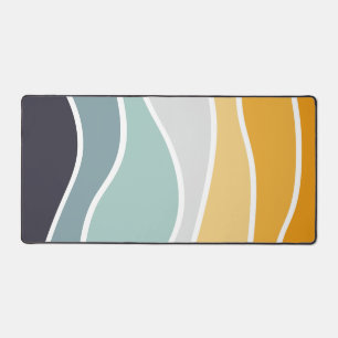 Colourful summery retro style waves desk mat
