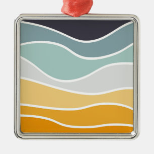 Colourful summery retro style waves metal ornament