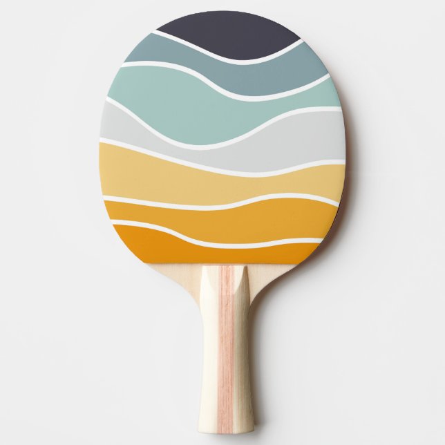 Colourful summery retro style waves ping pong paddle (Front)