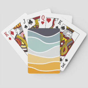 Colourful summery retro style waves playing cards
