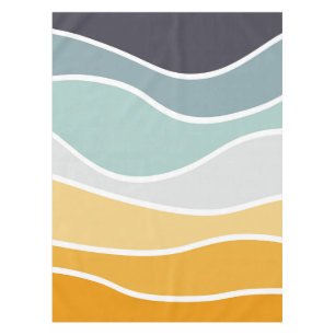 Colourful summery retro style waves tablecloth