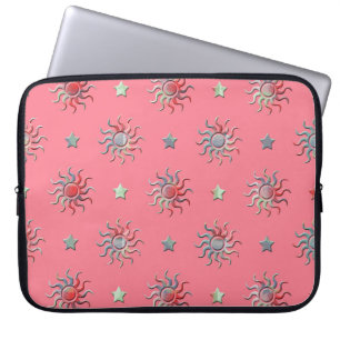 Colourful sun and stars design laptop sleeve