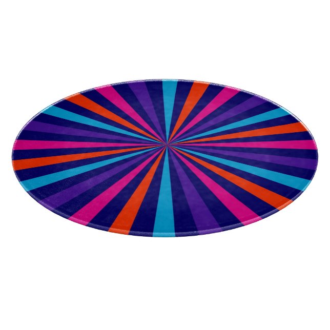 Colourful Sun Burst Spinning Wheel Design Cutting Board (Corner)
