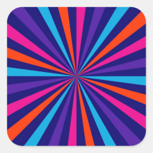 Colourful Sun Burst Spinning Wheel Design Square Sticker