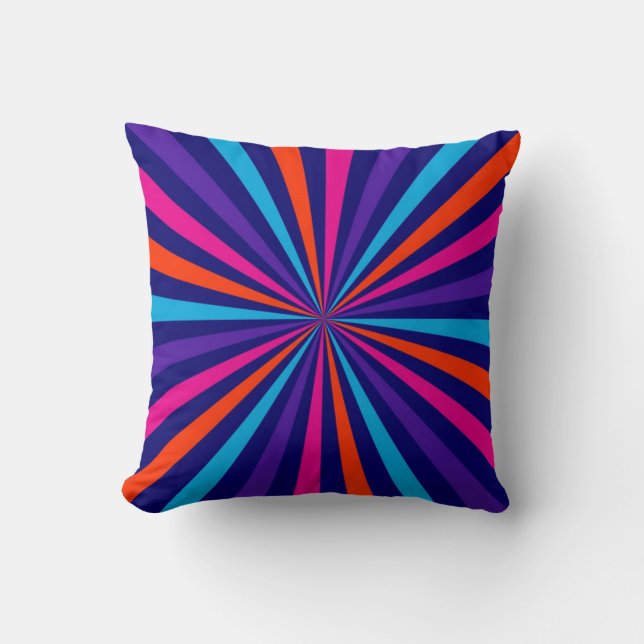Colourful Sun Burst Spinning Wheel Design Throw Pillow (Front)
