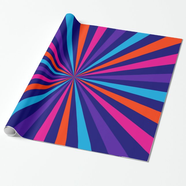 Colourful Sun Burst Spinning Wheel Design Wrapping Paper (Unrolled)