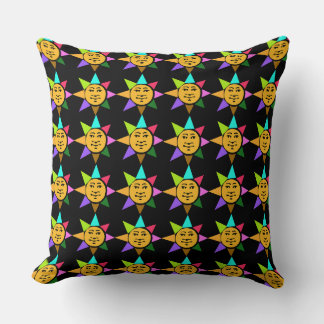 Colourful Sun Face Pattern Throw Pillow