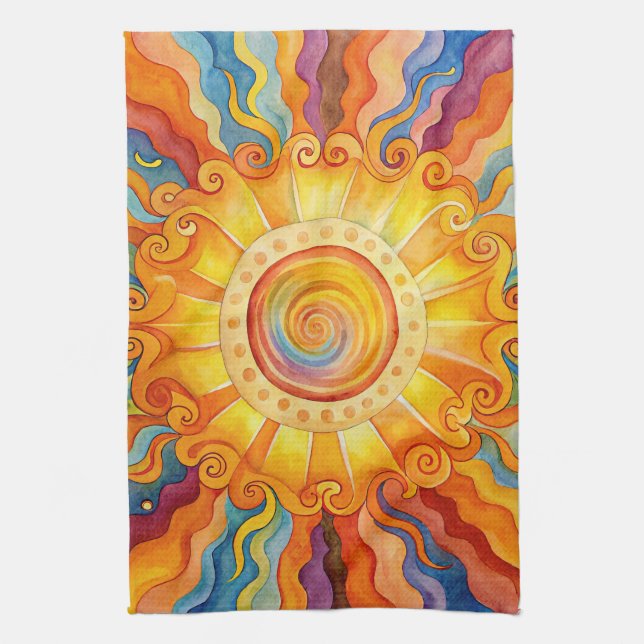 Colourful Sun  Kitchen Towel (Vertical)