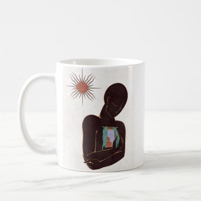  colourful Sun simple hug art Mug (Left)