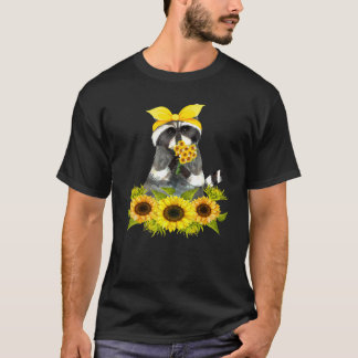 Colourful Sunflower Festas Cute Raccoon Watercolor T-Shirt