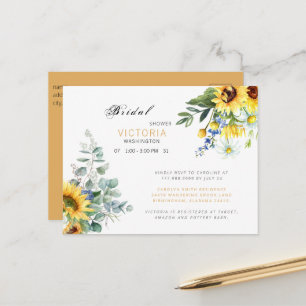 Colourful Sunflower Floral Bridal Shower  Announcement Postcard