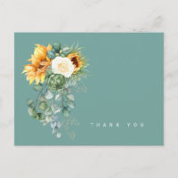 Colourful Sunflower Floral Sage Funeral Thank You