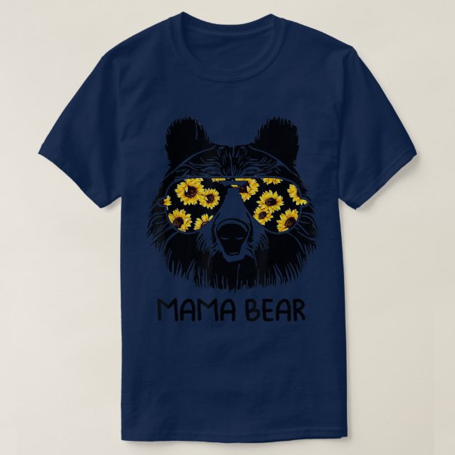 Colourful Sunflower Mama Bear Mother Bear Lover  T-Shirt (Design Front)