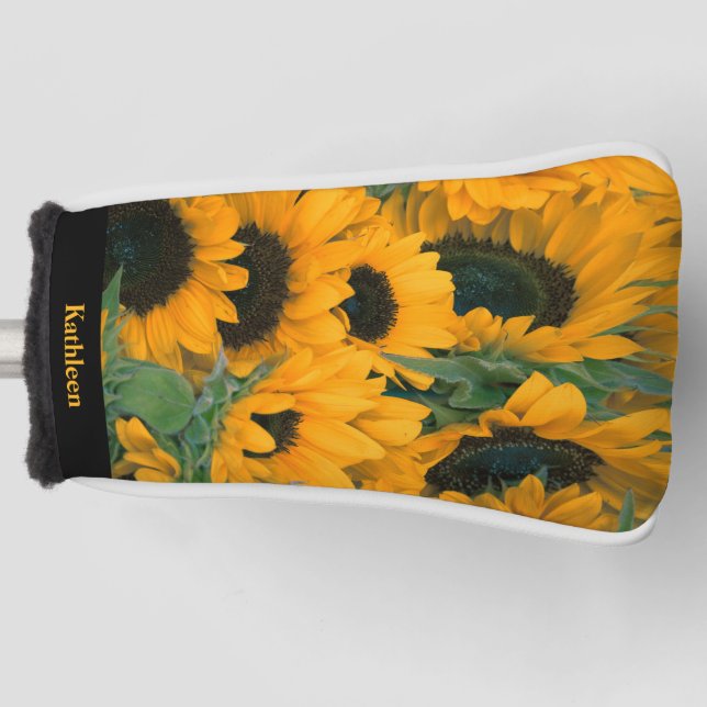 Colourful Sunflower Photo Name  Putter Golf Head Cover (Front)