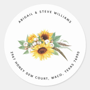 Colourful Sunflowers & Cotton Return Address Classic Round Sticker