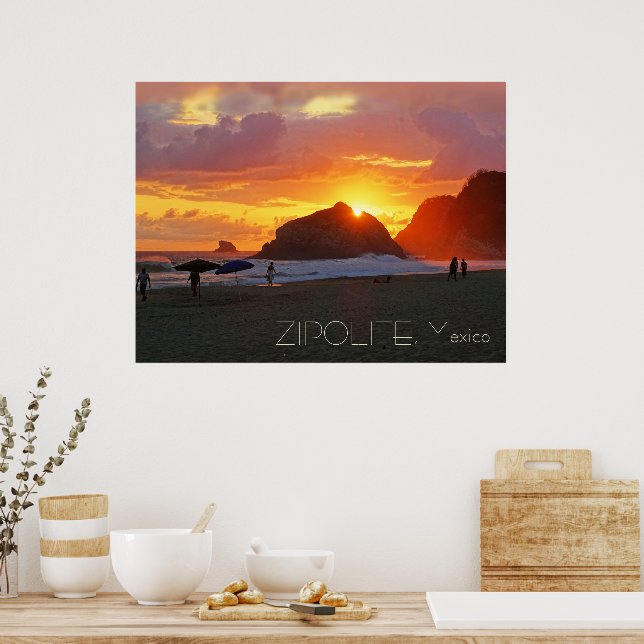 Colourful Sunset at Zipolite, Mexico (customizable Poster (Kitchen)