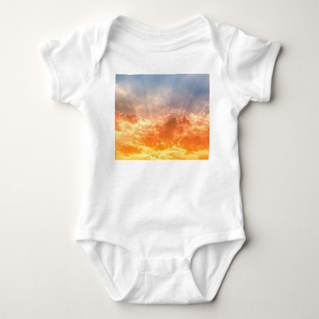 Colourful sunset: fiery sky twilight. baby bodysuit (Front)