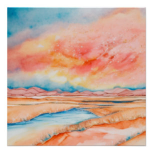 Colourful sunset in the desert  poster
