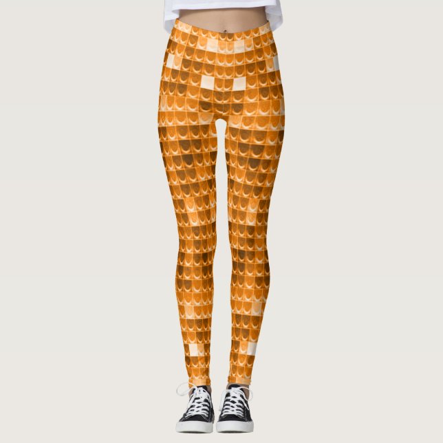 Colourful Sunset Mermaid Scales Fantasy Leggings (Front)