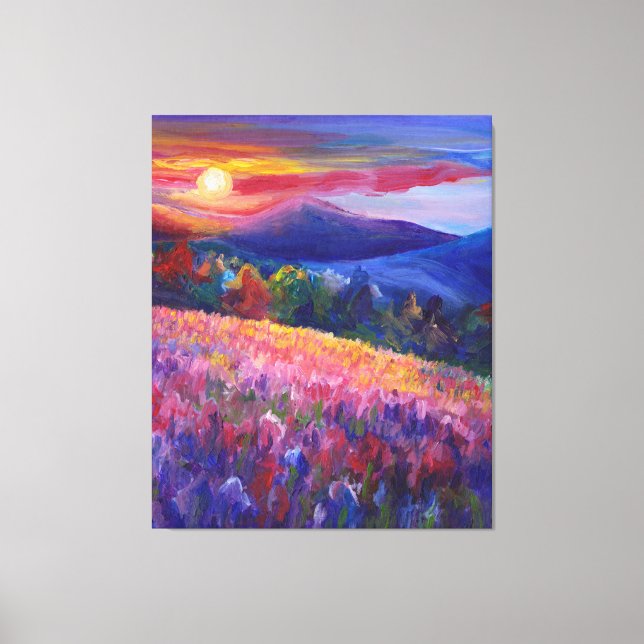 Colourful Sunset Mountain Range Wall Art (Front)