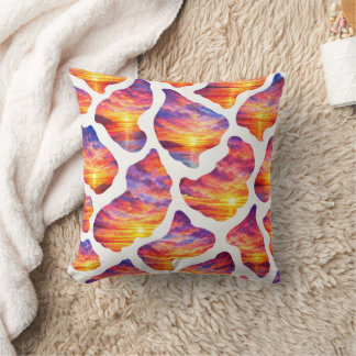 Colourful Sunset Ocean Pattern Throw Pillow