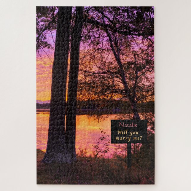 Colourful Sunset on the Lake Marry Me Puzzle  (Vertical)