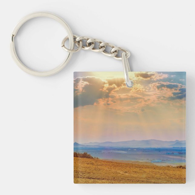 Colourful Sunset Over Central Bohemian Highlands   Keychain (Front)