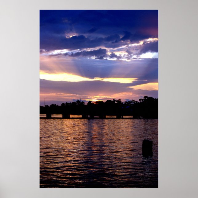Colourful Sunset over Lake Pontchartrain Poster (Front)