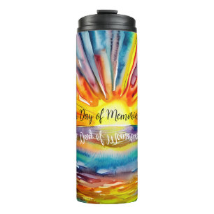 Colourful Sunset over the Water Watercolor Quote Thermal Tumbler