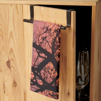 Colourful Sunset Through Bare Trees Kitchen Towel