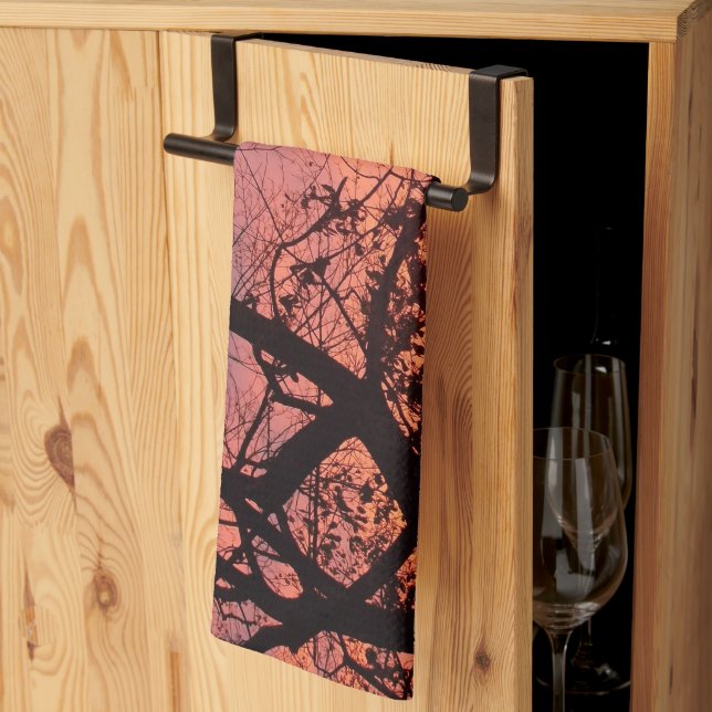 Colourful Sunset Through Bare Trees Kitchen Towel (Thirds Fold)