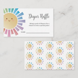 Colourful Sunshine Baby Shower Diaper Raffle Ticke Enclosure Card