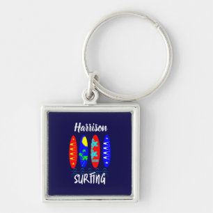 Colourful Surf Boards Surfing Fans Personalized Keychain