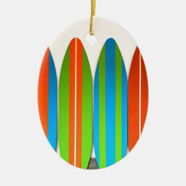 Colourful Surfboard Pattern Deisgn Ceramic Ornament (Front)