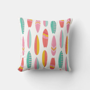 Colourful Surfboard Pattern Throw Pillow