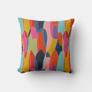 Colourful surfboards throw pillow
