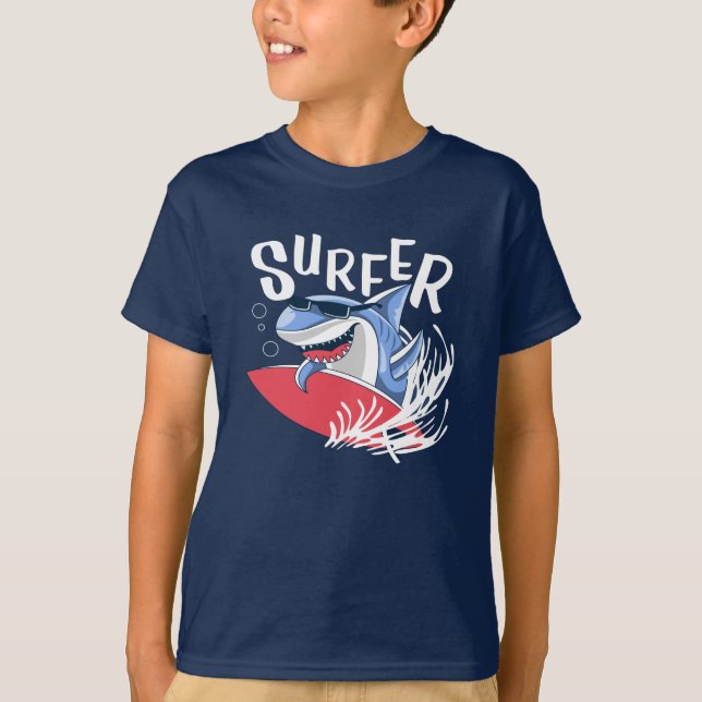 Colourful Surfer Shark T-Shirt (Front)