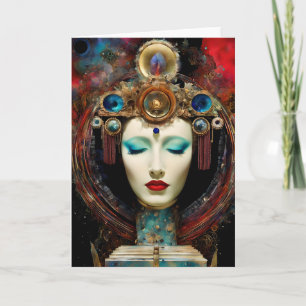Colourful Surreal Abstract Face Collage Card